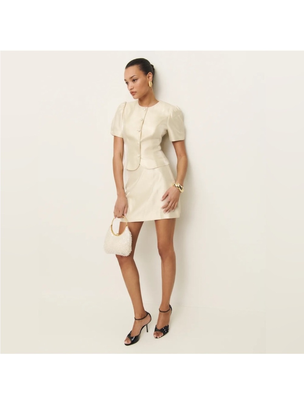 Reformation Mika set in cream size 2, worn once